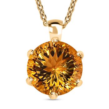 Citrin, Wei&szlig;er Zirkon Anh&auml;nger mit Kette Millenial-Schliff, 925 Silber Gelbgold Vermeil ca. 6.68 ct