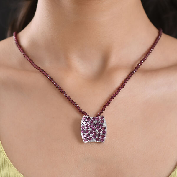 D'Joy nat&uuml;rlicher Rhodolith Granat und Zirkon Anh&auml;nger mit 50cm Kette - 51,52 ct. image number 2
