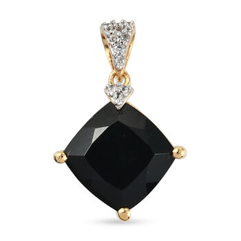 Schwarzer Turmalin und Zirkon-Anh&auml;nger, 925 Silber vergoldet ca. 4,71 ct