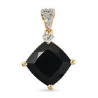 Schwarzer Turmalin und Zirkon-Anhänger, 925 Silber vergoldet ca. 4,71 ct