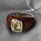 Ouro Verde-Quarz und Emailliert Solitär Ring 925 Silber Platin-Überzug image number 1