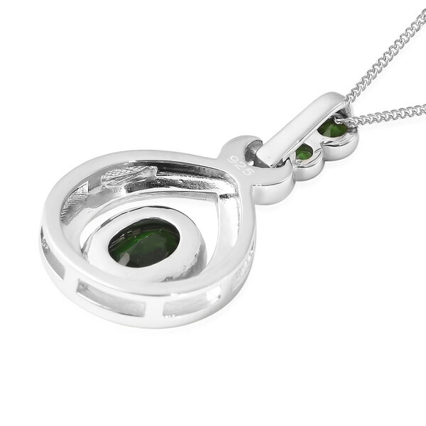 Nat&uuml;rlicher Chromdiopsid Anh&auml;nger mit Kette 45 cm. 925 Silber rhodiniert ca. 0,74 ct image number 5