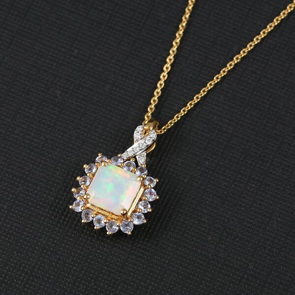 D'Joy Natürlicher, äthiopischer Welo Opal, Tansanit und Moissanit Anhänger mit 50cm Kette - 1,63 ct. image number 1