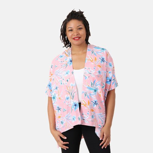 Muster Kimono, Blumenmuster, Einheitsgröße Rosa image number 0