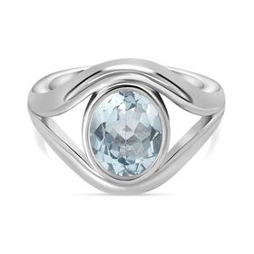 Himmelblauer Topas Ring, Edelstahl (Größe 17.00) ca. 2.81 ct