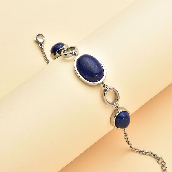Lapislazuli-Armband, ca.19+3.5 cm, silberfarben, ca. 20.00 ct image number 2