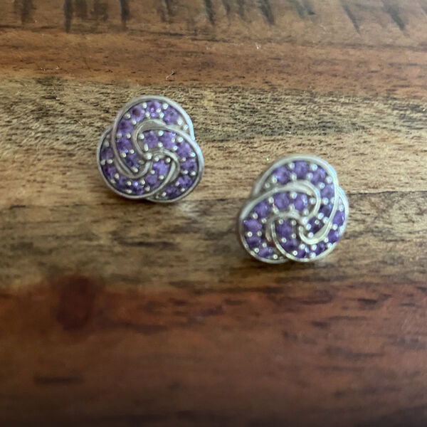 Amethyst Zirkonia Ohrstecker 925 Silber Messing Ionenbeschichtetes Platin ca. 1,66 ct image number 3