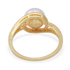 Süßwasser Perle und Weißer kubisch Zirkonia Ring 925 Silber Vergoldet ca. 4.5 image number 3