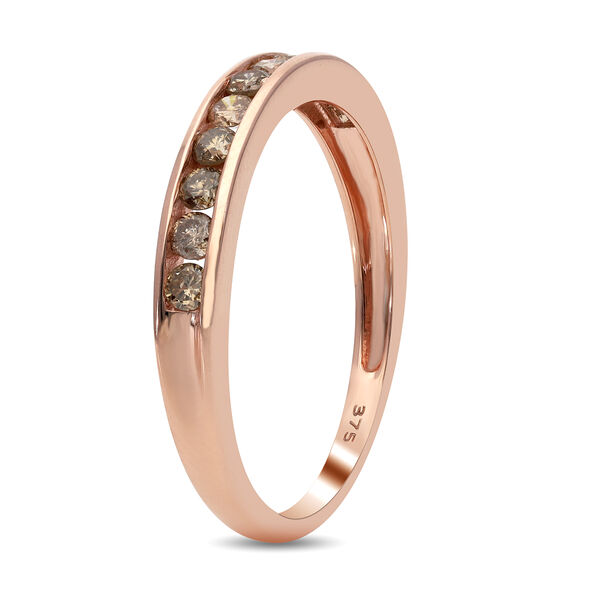 Natürliche Champagner Diamant zertifiziert I2-I3 Half Eternity Ring 375 Rose Gold image number 4