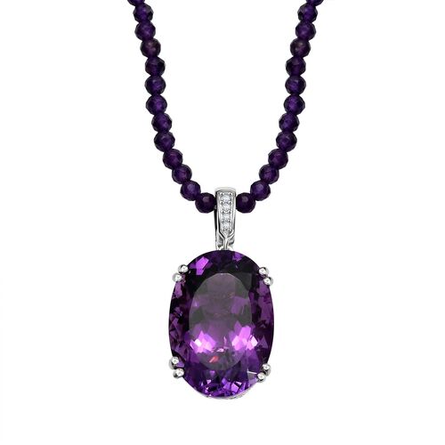 Afrikanischer Amethyst und Zirkon Anhänger mit 50cm Kette - 75,57 ct. image number 0