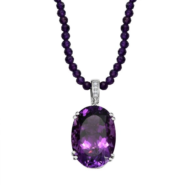 Afrikanischer Amethyst und Zirkon Anhänger mit 50cm Kette - 75,57 ct. image number 0