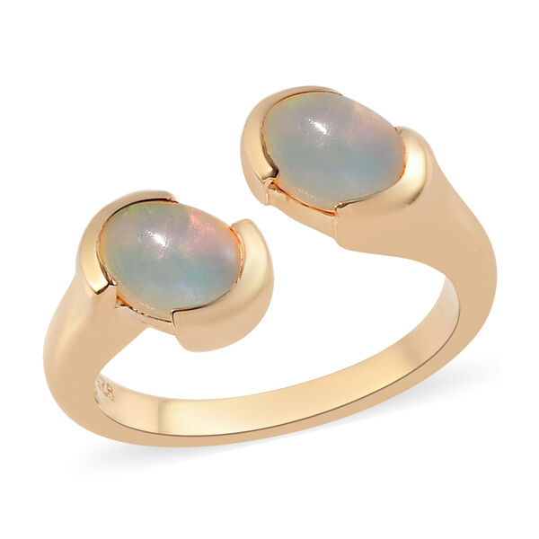 Nat&uuml;rlicher &Auml;thiopischer Opal Bypass Ring 925 Silber vergoldet  ca. 1,10 ct image number 4