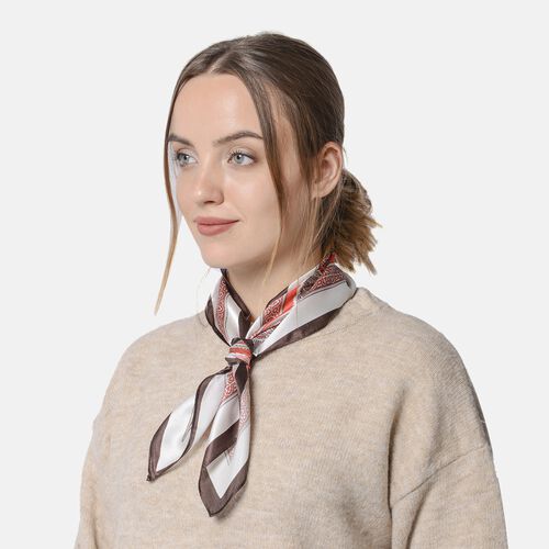 LA MAREY - Unisex 100% natürlicher Maulbeerseiden Foulard, Paisleymuster, Rot image number 1