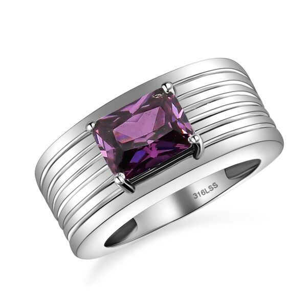 Amethyst farbener Zirkonia Ring, Edelstahl  ca. 2,56 ct image number 5