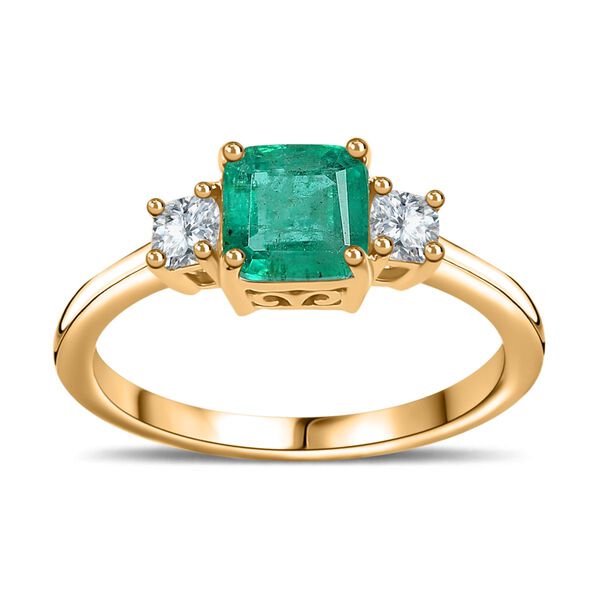 AAA Smaragd und Moissanit Ring in 375 Gold - 1,34 ct. image number 8