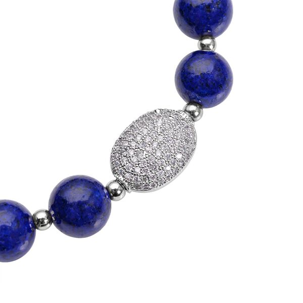 Lapislazuli und wei&szlig;es Zirkonia-Armband, ca. 18 cm, reines Messing ca. 65.00 ct image number 3