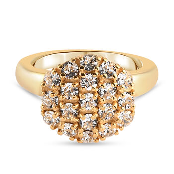 LUSTRO STELLA &Ouml;sterreichischer wei&szlig;er Kristall Cluster-Ring 18K vergoldet (Gr&ouml;&szlig;e 16.00)