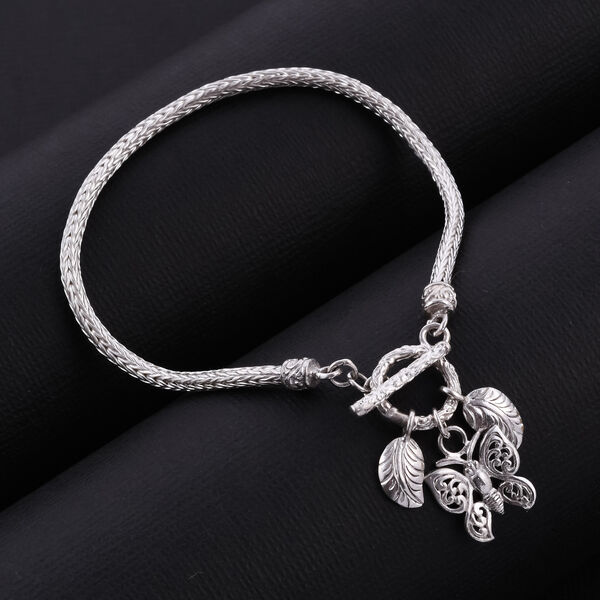 Royal Bali Kollektion - Tulang Naga Armband mit Schmetterling- und Blatt-Anh&auml;nger image number 2