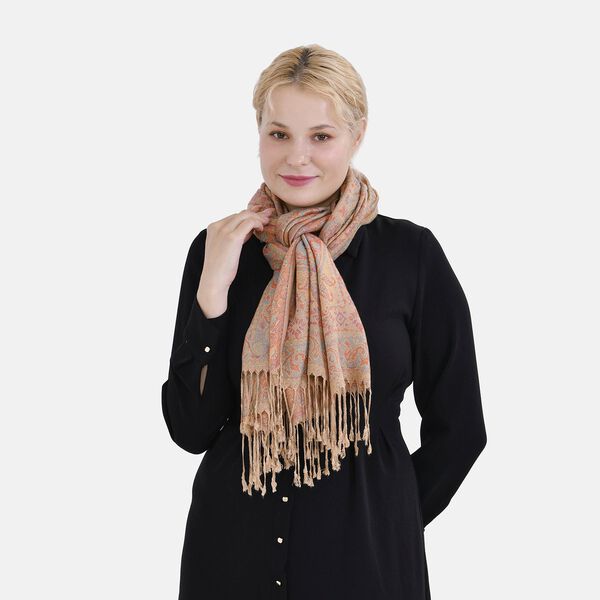 Jacquard Paisley-Schal mit Fransen, 170cm x 75cm, Rot image number 4