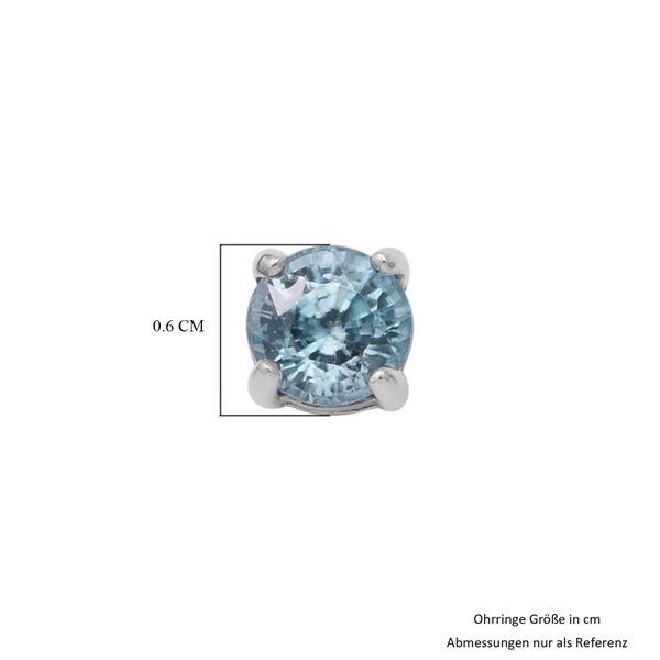 Kambodschanischer, blauer Zirkon-Ohrstecker, 925 Silber platiniert, ca. 1,79 ct image number 4