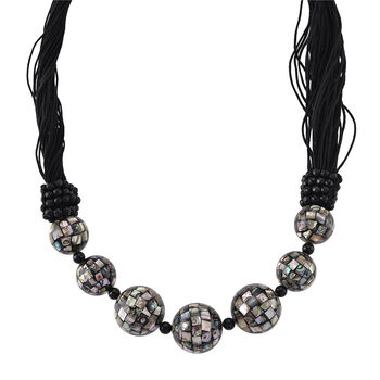 Schwarzer Achat, Abalone Muschel Halskette 50 cm ca. 18.01 ct