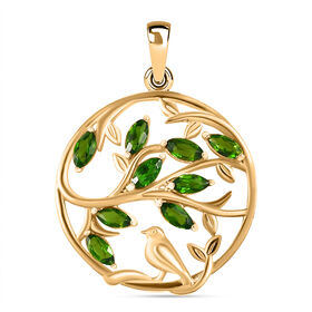 Natürlicher Chromdiopsid Anhänger 925 Silber 750 Gelbgold Vermeil ca. 0.83 ct