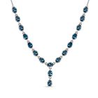 London Blau Topas Collier, ca. 45 cm, 925 Silber platiniert ca. 9.18 ct