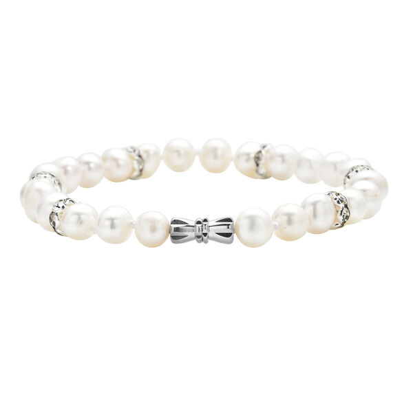 Süßwasserzuchtperlen und weißes Kristall-Armband, 19 cm - 24,50 ct. image number 2