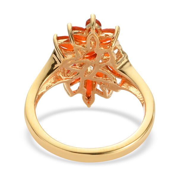 Mexikanischer Kirschfeuer-Opal Ring 925 Silber 585 Vergoldet image number 6