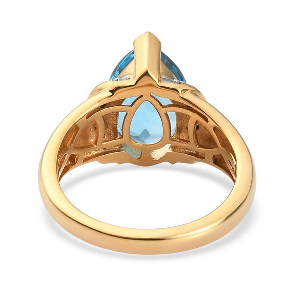 Schweizer Blautopas und Zirkon Ring 925 Silber vergoldet  ca. 3,63 ct image number 6