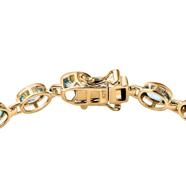 Kambodschanischer blauer Zirkon Armband, ca. 18 cm 925 Silber vergoldet ca. 12.53 ct image number 4