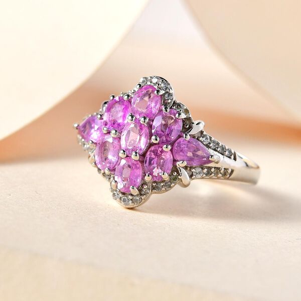 Ilakaka Rosa Saphir-Ring, 925 Silber platiniert  ca. 2,44 ct image number 2