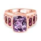 AA Rose De France Amethyst, Rhodolith Granat Ring 925 Silber Roségold Vermeil (Größe 17.00) ca. 5,49 ct