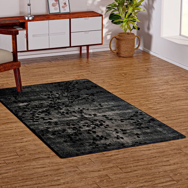 Gewebter Teppich mit Blattmuster, 91x152cm, Braun-schwarz