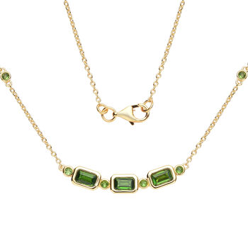 Nat&uuml;rlicher Chromdiopsid Halskette ca. 45 cm 925 Silber vergoldet ca. 0,90 ct