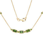 Natürlicher Chromdiopsid Halskette ca. 45 cm 925 Silber vergoldet ca. 0,90 ct