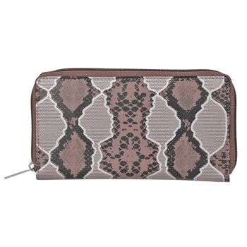 CLOSE OUT - UNION CODE: 100% Echtleder Brieftasche mit Schlangen-Pr&auml;gung und RFID schutz, 19x12 cm, Hellbraun