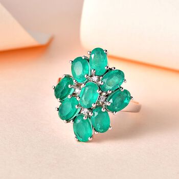 Smaragd Triplett Quarz und Zirkon Ring - 5,37 ct.