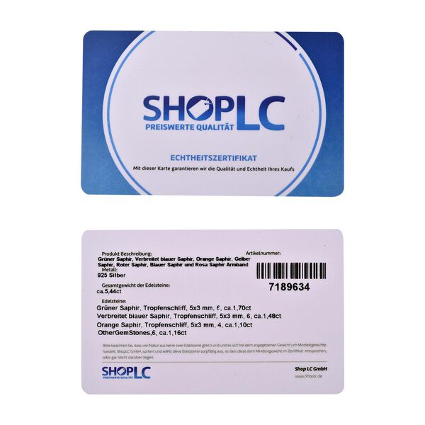 Mehrfarbig Saphirr-Armband, ca. 19 cm, 925 Silber platiniert ca. 5.44 ct image number 5