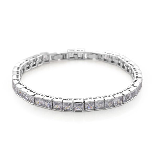 Weißer Zirkonia Armband ca. 18 cm mit 2.5 cm extender, silberfarben image number 0