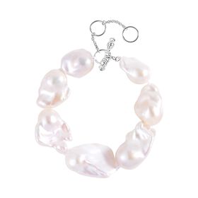 Weiße Süßwasser Perle, Roter Granat Armband ca. 20 cm 925 Silber rhodiniert