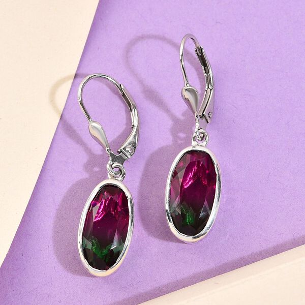 Wassermelonen-Quarz-Triplett Ohrringe 925 Silber platiniert ca. 6,78 ct image number 2