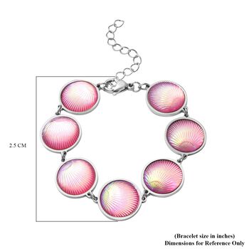 Muschel-inspiriertes Harzperlen-Design Armband, ca. 18.5 cm+ 5cm extender, Reiner Edelstahl, Rosa