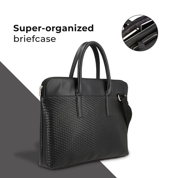 LA MAREY - 100% Polyurethan Laptop-Tasche, 40,5x7x30,5cm, schwarz image number 3