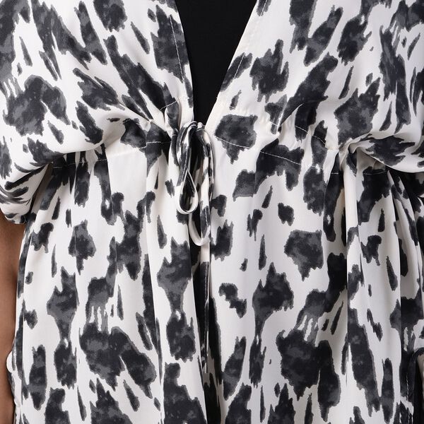 Kimono mit G&uuml;rtel, Leopardenmuster,  Schwarz-Wei&szlig;, Einheitsgr&ouml;&szlig;e image number 4