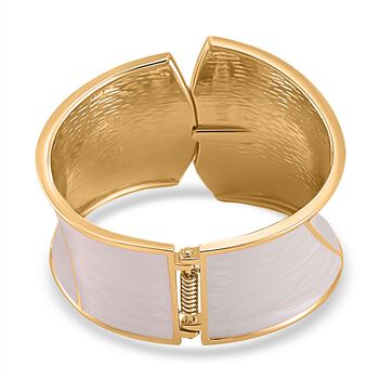 Wei&szlig;e Eleganz Armreif - Modernes Wellen-Design, Emailliert