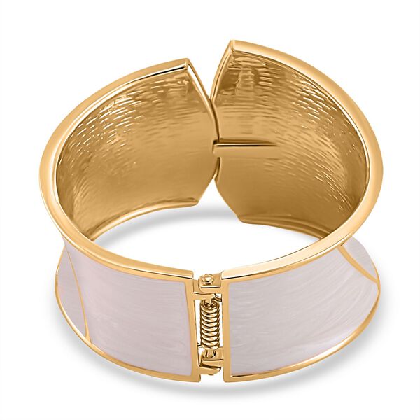 Weiße Eleganz Armreif - Modernes Wellen-Design, Emailliert image number 4