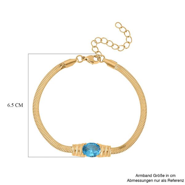 2-teiliges Schmuckset, Halskette und Armband mit Blauer Kristallen, Edelstahl goldfarben image number 9