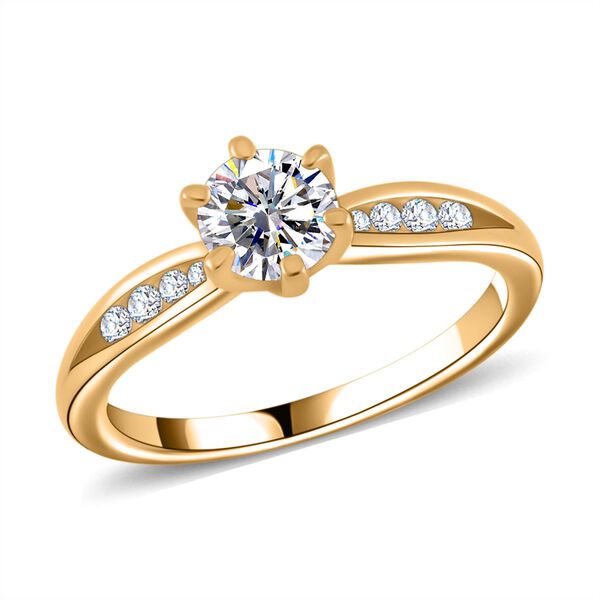 Moissanit Ring, 925 Silber Gelbgold Vermeil - 0,95 ct.