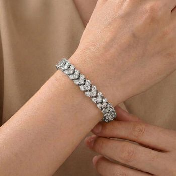 Wei&szlig;er Zirkonia Armband ca. 19 cm Nickelfreies Messing, Silberfarben